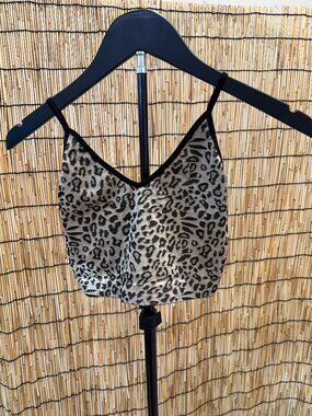 Leopard Cheetah print cropped Tank Top with spaghetti straps